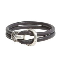 John Varvatos, Leather Bracelet with Silver Buckle