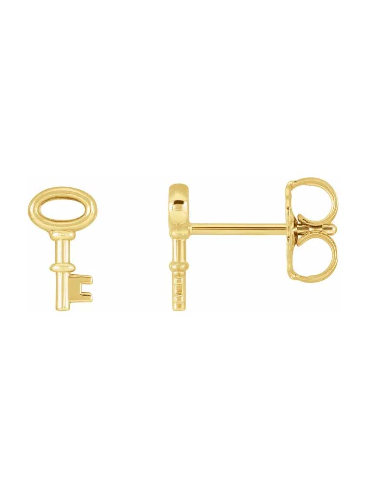 Yaf Sparkle, 14K Gold Key Earrings