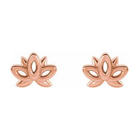 Yaf Sparkle, 14K Lotus Stud Earrings