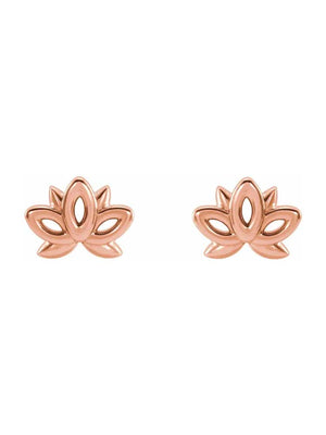 Yaf Sparkle, 14K Lotus Stud Earrings