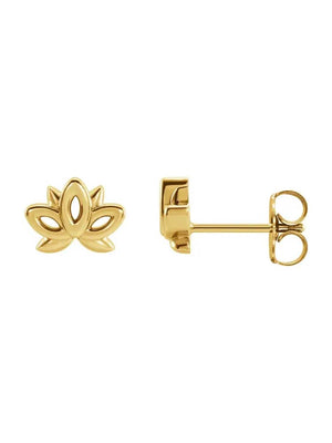 Yaf Sparkle, 14K Lotus Stud Earrings