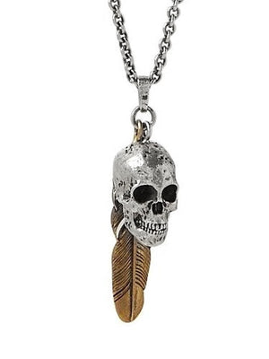 John Varvatos, Feather and Skull Mixed Charm Pendant