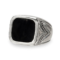 John Varvatos, Onyx Silver Ring with Black Diamonds