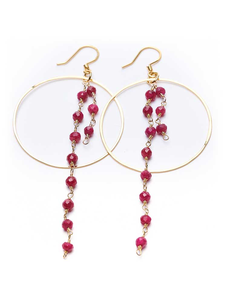 Yaf Sparkle, Gemstone Wire Hoop Earrings