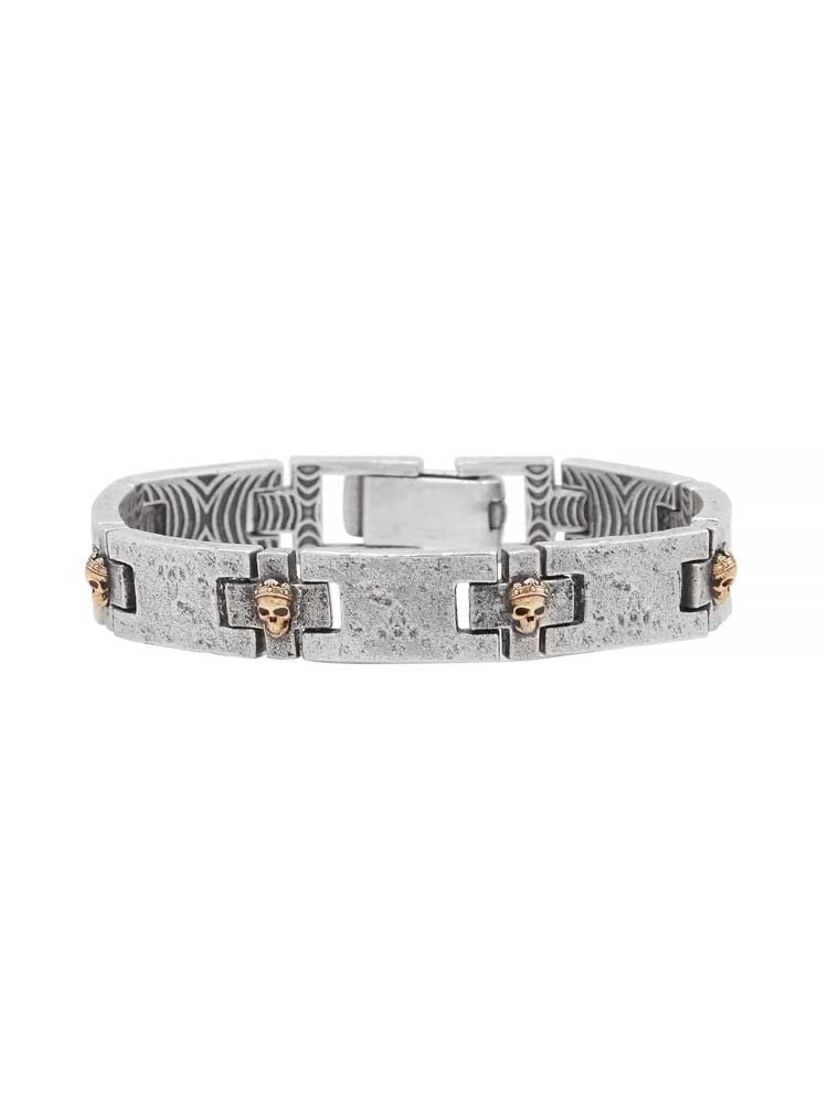 John Varvatos, Silver and Brass Skull Link Bracelet