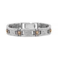 John Varvatos, Silver and Brass Skull Link Bracelet