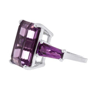 Sarah Michiko, Emerald Cut Amethyst Three Stone Ring