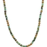 John Varvatos, Beaded Turquoise & Brass Necklace