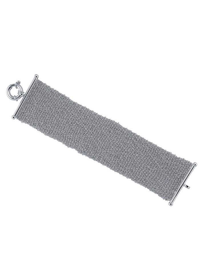 Yaf Sparkle, Sterling Silver Mesh Bracelet Wide