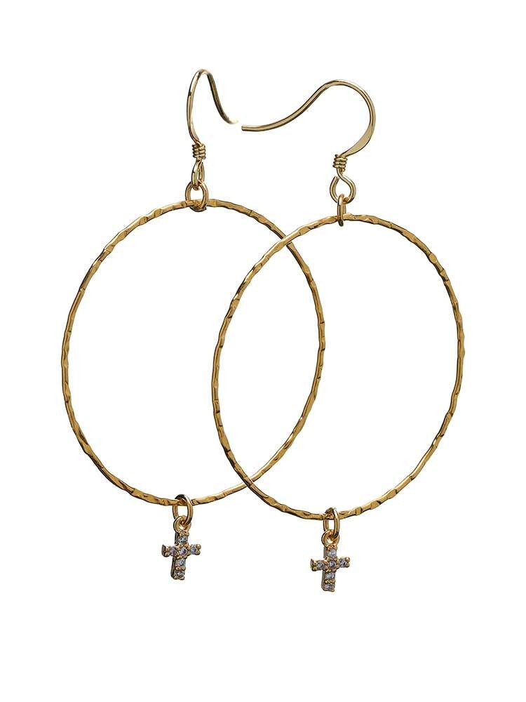 Yaf Sparkle, White Crystal Wire Hoop Earrings