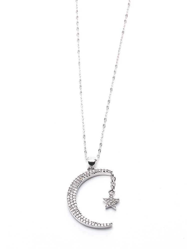 Yaf Sparkle, Moon and Star Necklace